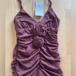 Zara Textured floral midi dress